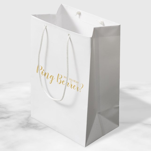Werden Sie mein Ringträger sein? Modern Script Gol Mittlere Geschenktüte (Von Creator hochgeladen)
