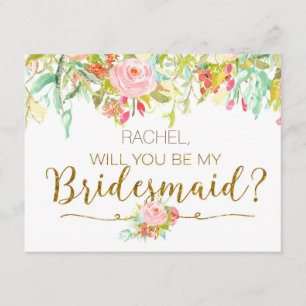 Werden Sie mein Rose-Garten mit der Bridesmaid-Kar Einladung