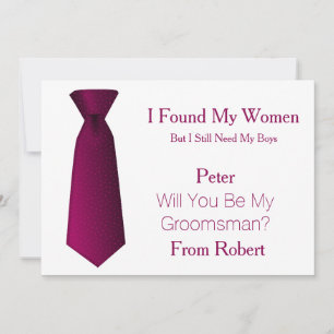 Werden Sie mein Trauzeuge Lila-weiße Krawatte sein Einladung