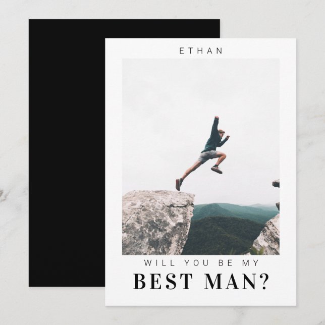 Werden Sie mein Trauzeuge Minimalistisches Foto Mo Einladung (Vorne/Hinten)