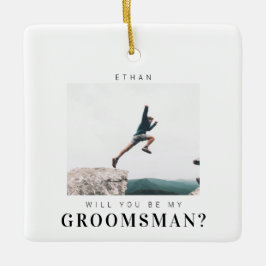 Werden Sie mein Trauzeuge Minimalistisches Foto Mo Keramikornament