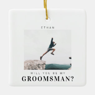 Werden Sie mein Trauzeuge Minimalistisches Foto Mo Keramikornament
