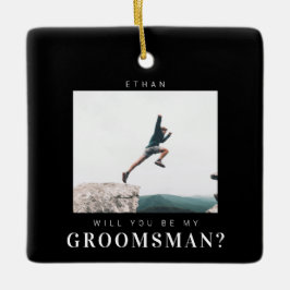 Werden Sie mein Trauzeuge Minimalistisches Foto Mo Keramikornament