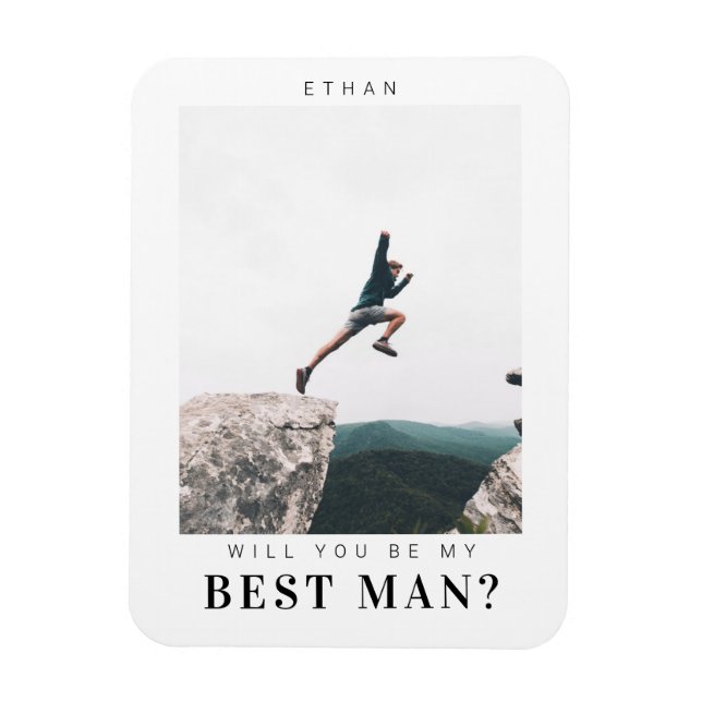 Werden Sie mein Trauzeuge Minimalistisches Foto Mo Magnet (Vertikal)