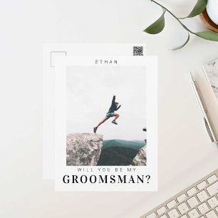 Werden Sie mein Trauzeuge Minimalistisches Foto Mo Postkarte