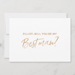 "Werden Sie mein Trauzeuge sein"|Gold Rose Handsch Einladung