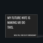 Werden Sie mein Trauzeuge-Vorschlag für eine Flach Karte<br><div class="desc">Suchen Sie eine einfache Möglichkeit,  die Typ fragen,  um ein Teil Ihrer Hochzeit? Diese Karte ist perfekt,  um genau das zu tun! Name und Rolle können im Feld Personalisieren bearbeitet werden.</div>