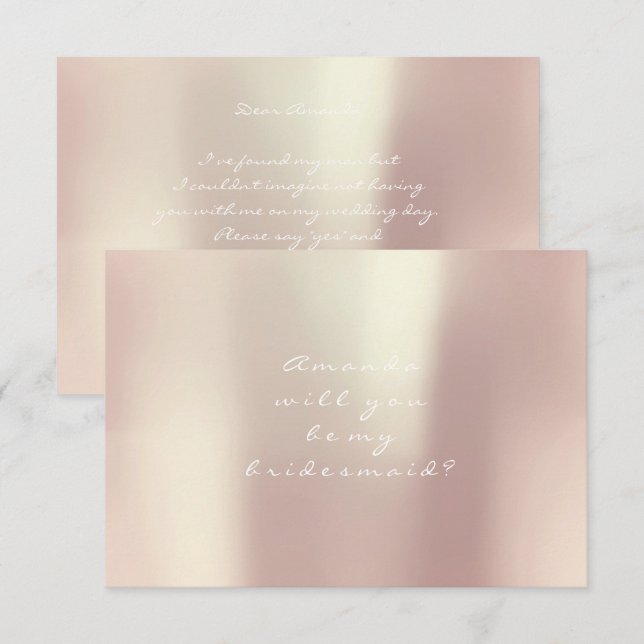 Werden Sie mein überhängtes goldpfirsichfarbenes P Einladung (Vorne/Hinten)