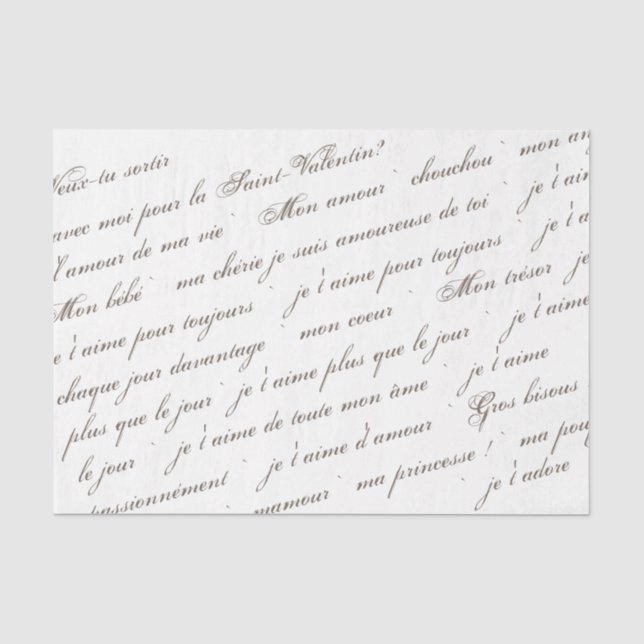 Werden Sie mein Valentin in französischer Schrift? Seidenpapier (Vorderseite)