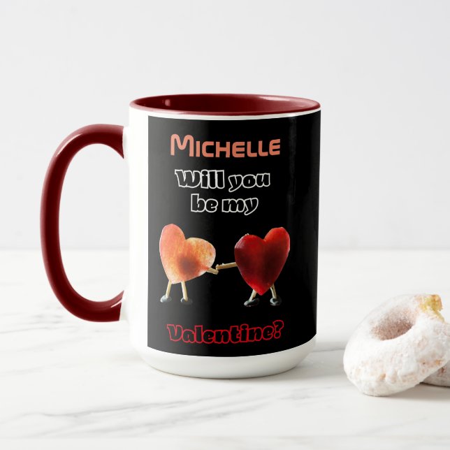 Werden Sie mein Valentin sein? Tasse (Mit Donut)