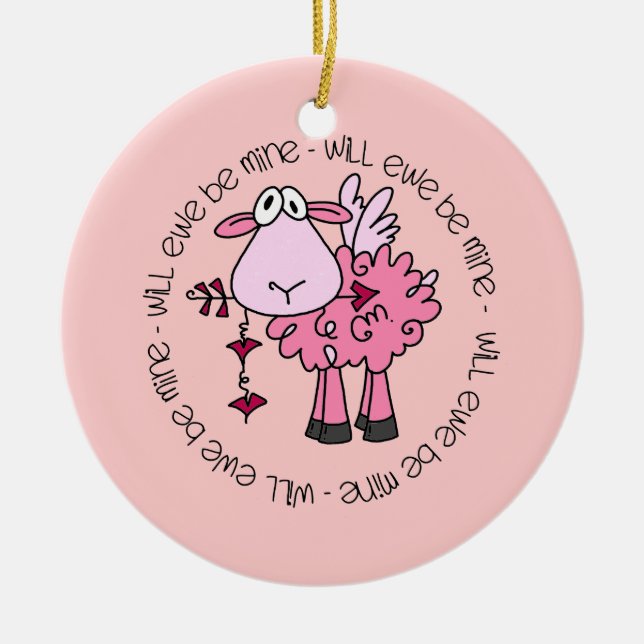 Werden Sie mein Valentine sein? Keramik Ornament (Vorne)