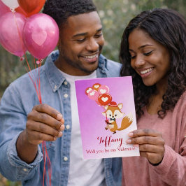 Werden Sie mein Valentinfox mit Balloons sein? Feiertagskarte