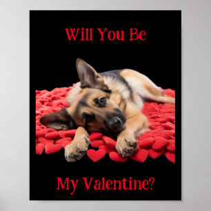 Werden Sie mein Valentinisches Deutsches Schäferpo Poster