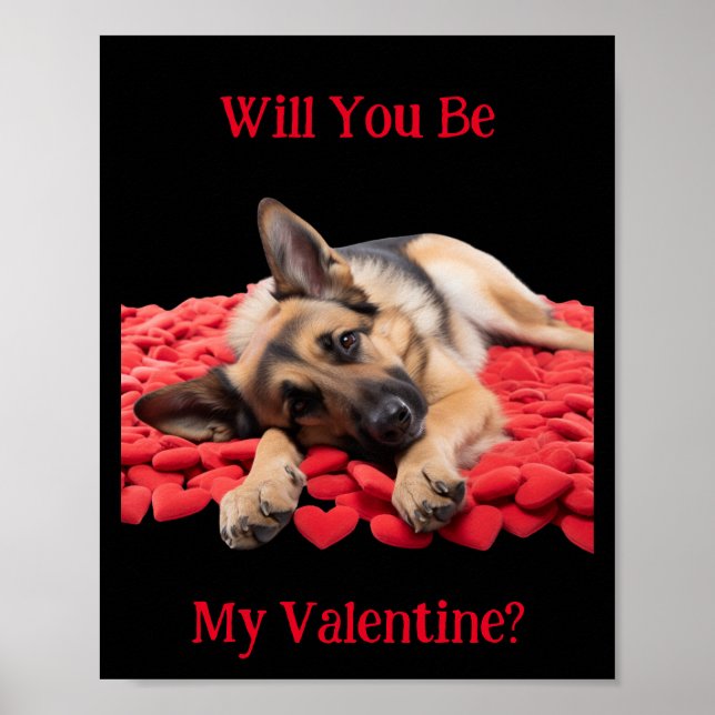 Werden Sie mein Valentinisches Deutsches Schäferpo Poster (Vorne)