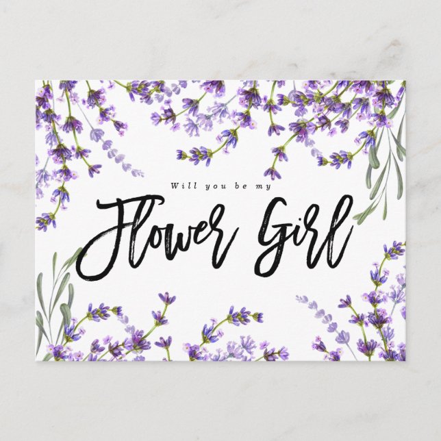Werden Sie meine Blume boho lavenoral Ankündigungspostkarte (Vorderseite)
