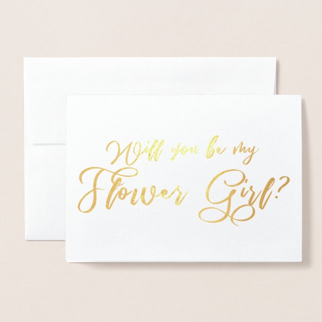 Werden Sie meine Blume Mädchen Chic Calligraphie Folienkarte (Vorderseite mit Umschlag)