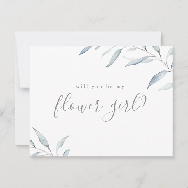 Werden Sie meine Blume Mädchen minimale staubige V Einladung (Vorderseite)