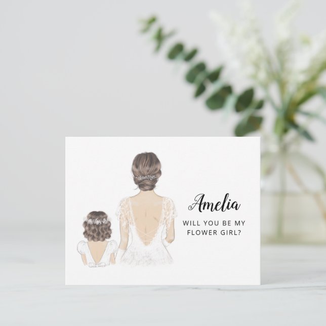 Werden Sie meine Blume Mädchen Vorschlag Post Card Postkarte (Stehend Vorderseite)