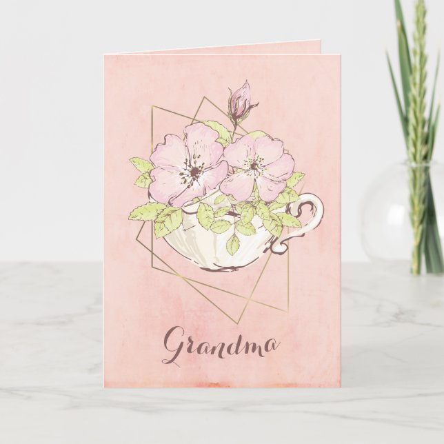 Werden Sie meine Blume Oma Hübsch Rosa Hochzeit? Karte (Vorderseite)