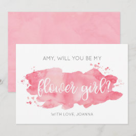 Werden Sie meine Blumenmädchen-Aquarellpinke-Karte Einladung