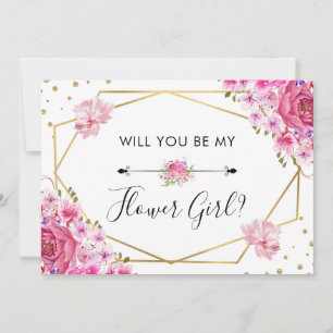 Werden Sie meine Blütenmädchen-Rosen-Hochzeit sein Einladung