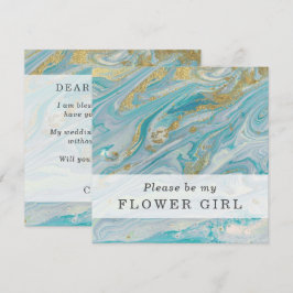 Werden Sie meine Blütenmädchen Turquoise & Gold Ca Einladung