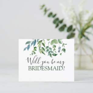 Werden Sie meine botanische Bridesmädchengrüne sei Ankündigungspostkarte