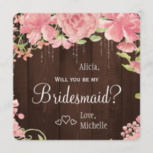Werden Sie meine Brautjungfrau Chic floral rustika Einladung
