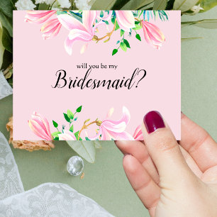 Werden Sie meine Brautjungfrau Pink Magnolia Wasse Einladung