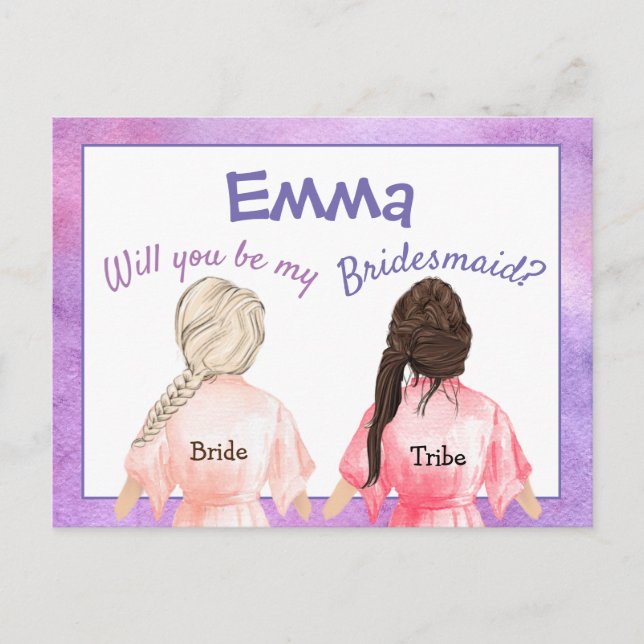 Werden Sie meine Bridesmädchen/Mädchen von hinten/ Einladungspostkarte (Vorderseite)