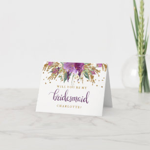 Werden Sie meine Bridesmaid-Amethyst-Karte sein? Einladung