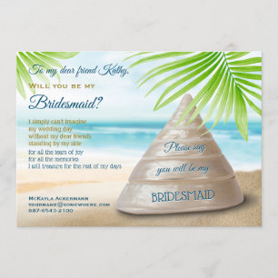 Werden Sie meine Bridesmaid Beach Wedding Seashell Einladung