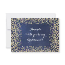 Werden Sie meine Bridesmaid Blue NavyGold Confetti
