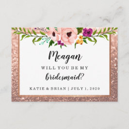 Werden Sie meine Bridesmaid Blume Glitzer Rose Gol Einladung