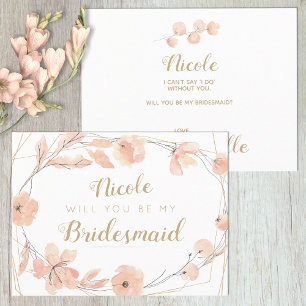 Werden Sie meine Bridesmaid Blush Blocks Wasserfar Einladungspostkarte