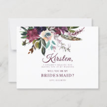 Werden Sie meine Bridesmaid Burgundy Floral sein?