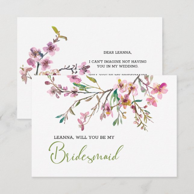Werden Sie meine Bridesmaid Cherry Blossom Floral (Vorne/Hinten)