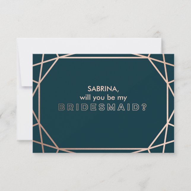 Werden Sie meine Bridesmaid Diamond Geometric? Einladung (Vorderseite)