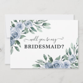 Werden Sie meine Bridesmaid Dusty Blue Floral Card Einladung