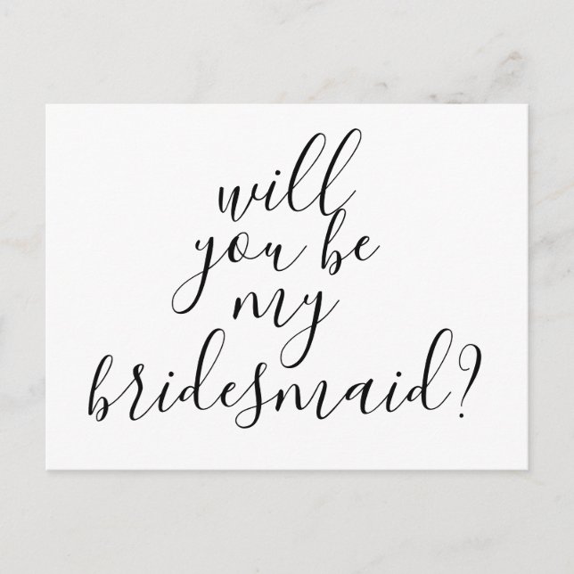 Werden Sie meine Bridesmaid einfache moderne Trend Einladungspostkarte (Vorderseite)