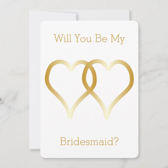 Werden Sie meine Bridesmaid-Einladung Gold Herzen? Einladung (Vorderseite)