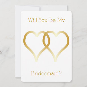 Werden Sie meine Bridesmaid-Einladung Gold Herzen? Einladung