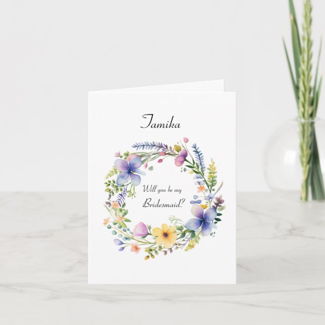 Werden Sie meine Bridesmaid Elegante Wildblume Boh Einladung (Vorderseite)