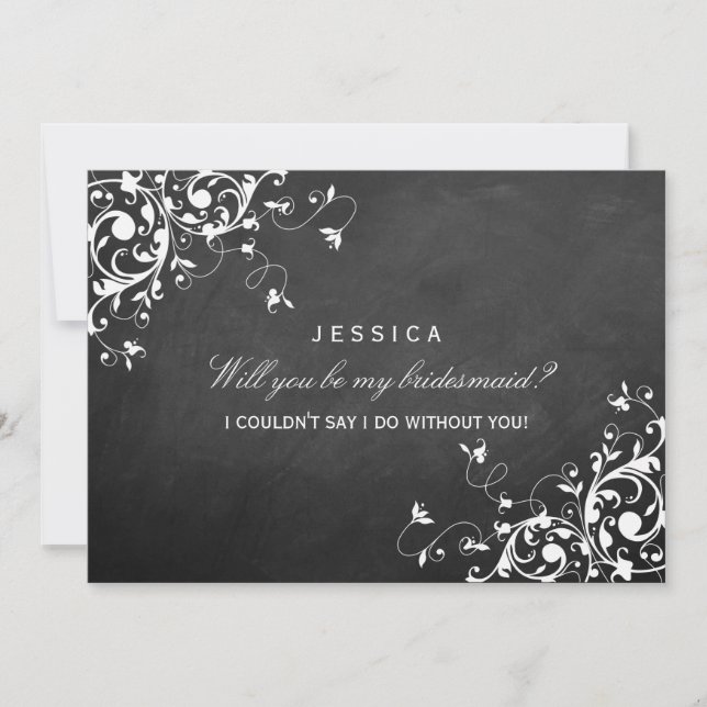 Werden Sie meine Bridesmaid eleganten Chalkboard S Einladung (Vorderseite)