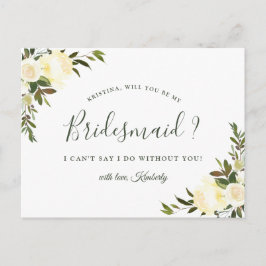 Werden Sie meine Bridesmaid Elfenbeinmädchen mit w Einladungspostkarte