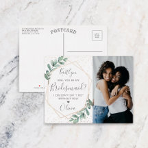 Werden Sie meine Bridesmaid Eukalyptus Geometric s