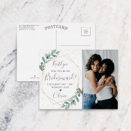Werden Sie meine Bridesmaid Eukalyptus Geometric s Folie Einladungspostkarte