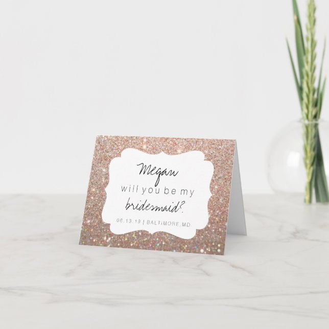Werden Sie meine Bridesmaid - Fab Day Rose Gold Gl Einladung (Vorderseite)