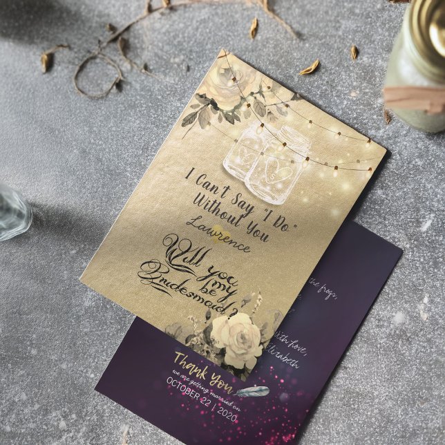 Werden Sie meine Bridesmaid Floral Mason Jar Light Einladung (Von Creator hochgeladen)