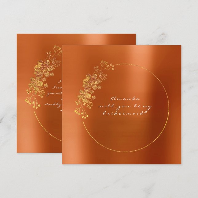 Werden Sie meine Bridesmaid Gold Cornwall Orange? Einladung (Vorne/Hinten)